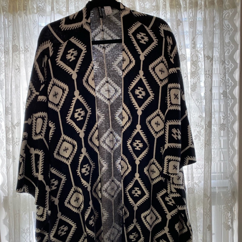 H&M fringe poncho-tribal print